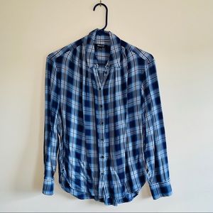 Madewell blue plaid checked button down shirt